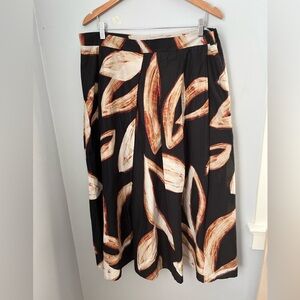 DKNY Black‎ and Cream Midi A-Line Skirt